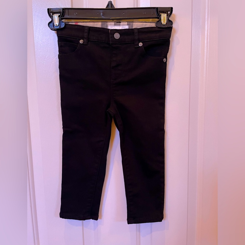 Baby Girls Black Burberry Jeans, 2T